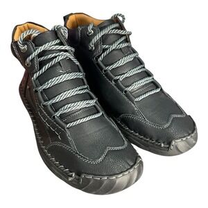 Salkin Black Leather Ankle Boots US 10.5 Fall Winter Mens EU 44 Casual Italian